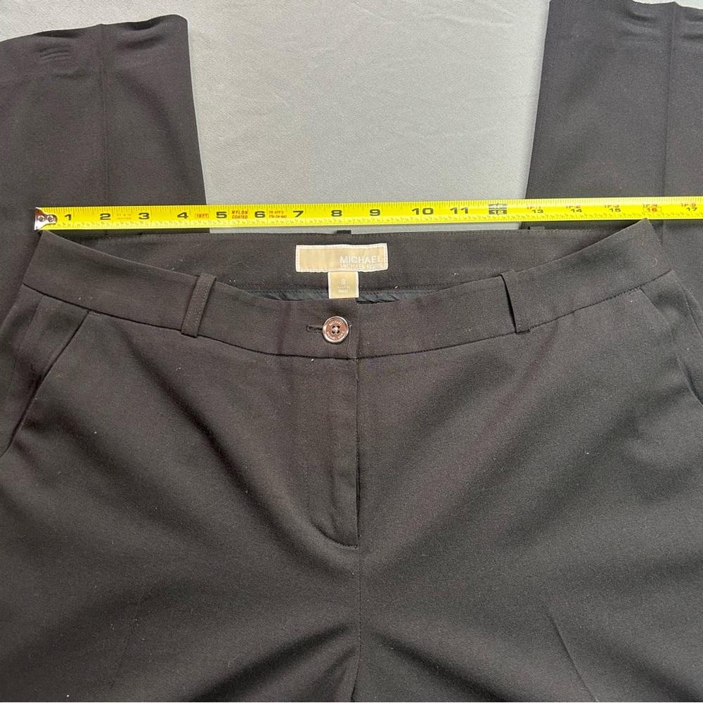 Michael Kors Black Dress Pants Slacks Sz 8 Straight Leg Logo Plate Business - Picture 3 of 9